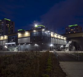 2021-03-22 Vertu Motors Arena External Sigange - Full arena at night - Photoshopped