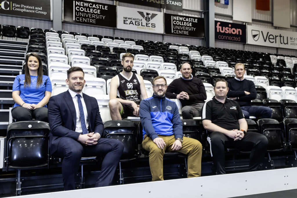 Newcastle College Eagles Academy and Staff Photoshoot - 2024-12-03 - Group in Stand